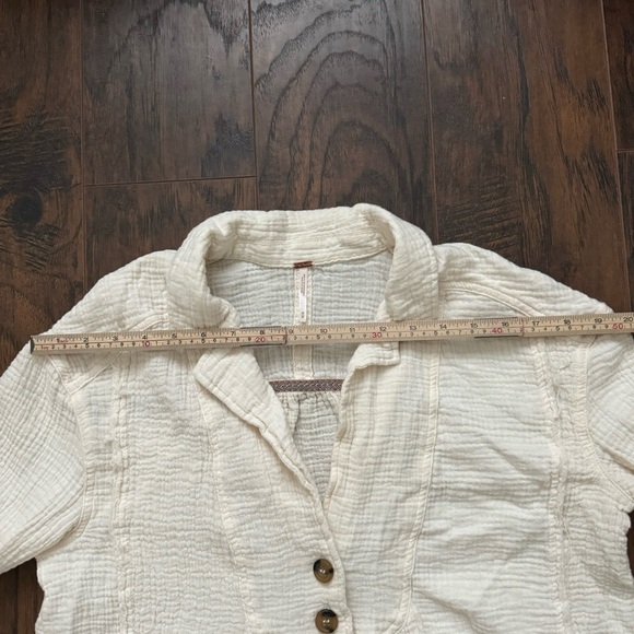 Free People Small Ivory All About The Feels Button Down Babydoll Top - Picture 5 of 8